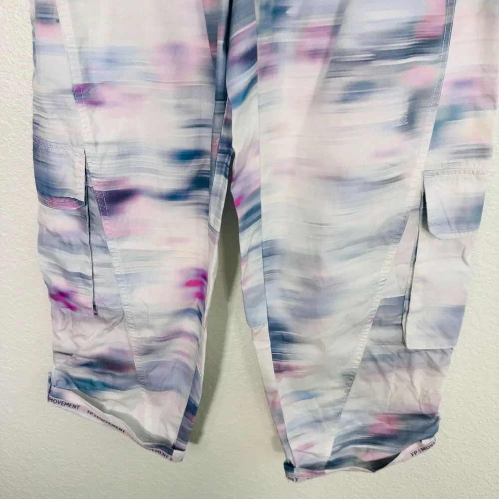 Free People Mesmerize Me Pants Womens Small Marble Cargo Boho FP Movement NEW - Picture 3 of 12